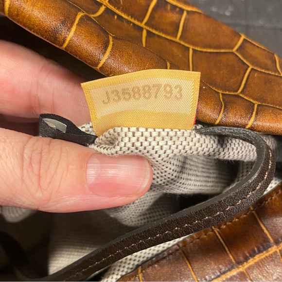 DOONEY & BOURKE Croc Embossed Brown Leather Logo Lock Hobo Shoulder Bag - Picture 13 of 15